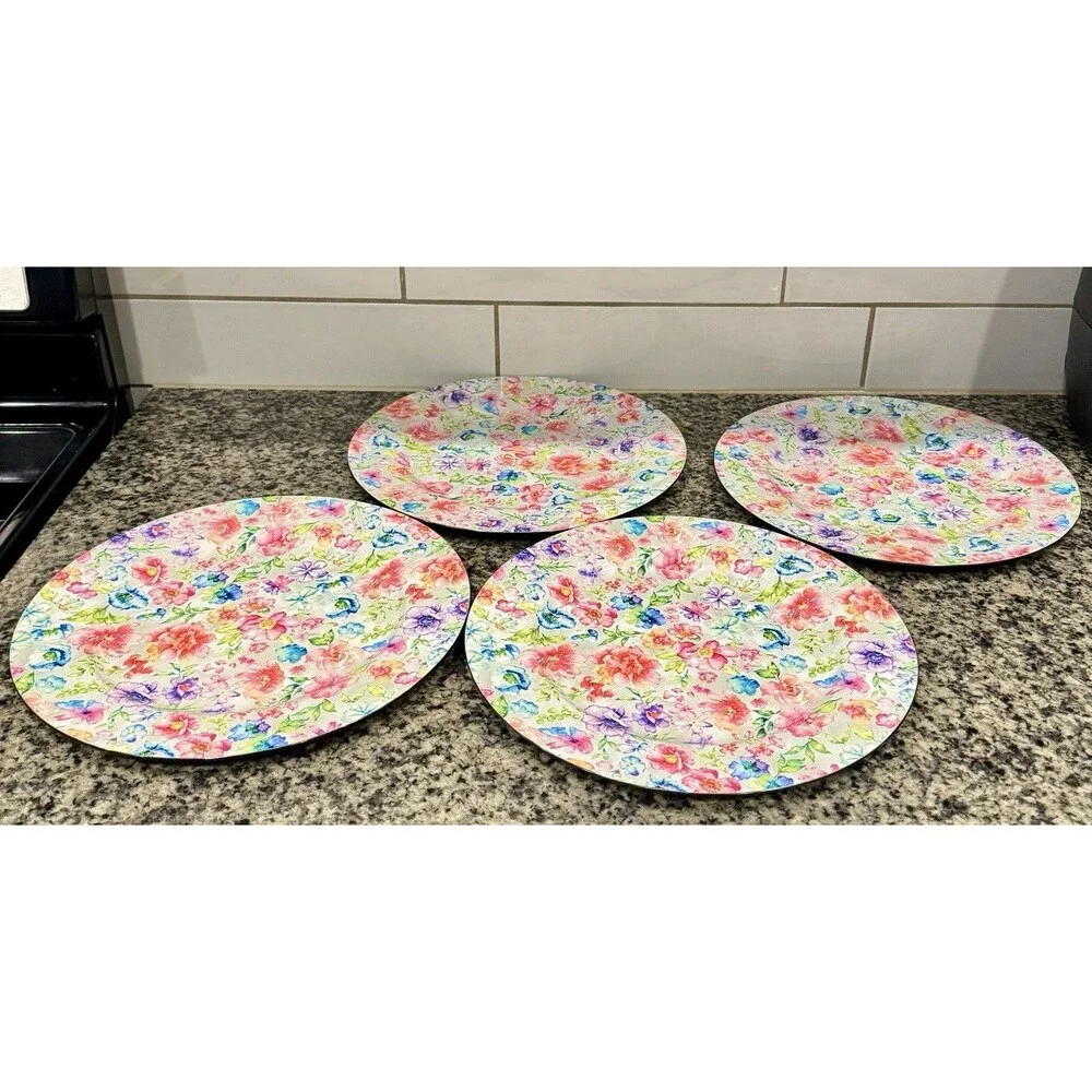 Hobby Lobby The Spring Shop Floral Garden Dinner Plates Set of 4 Watercolor New